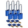 SafeKey-hangsloten – aluminium, Blauw, KD - Verschillende sloten, Staal, 76.20 mm, 6 Stuk / Doos